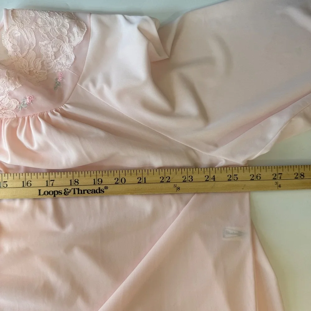 Vintage Shadowline Pink Lace Nightgown Dress Size‎ Large Made in USA Coquette